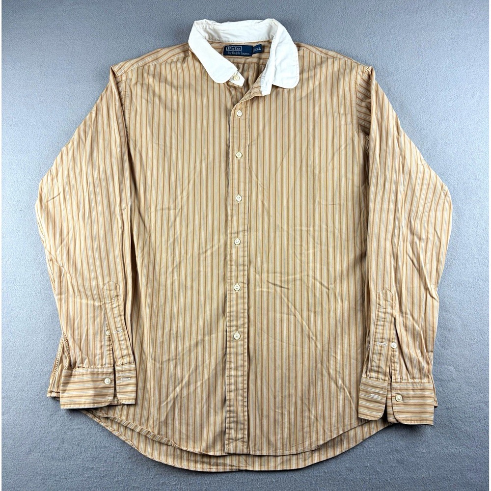 VTG Polo Ralph Lauren Club Collar Shirt Men XXL Striped Ivy Academia Preppy